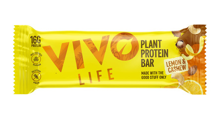 Wegańskie batony proteinowe Vivo Life - orzechy nerkowca i cytryna (12 x 65g)