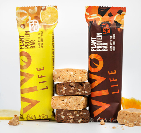 Wegańskie batony proteinowe Vivo Life - Termin ważności: 9.12.2026 r. - orzechy nerkowca i cytryna (12 x 65g)