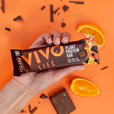 Wegański baton proteinowy Vivo Life - kakao i pomarańcza (65g)